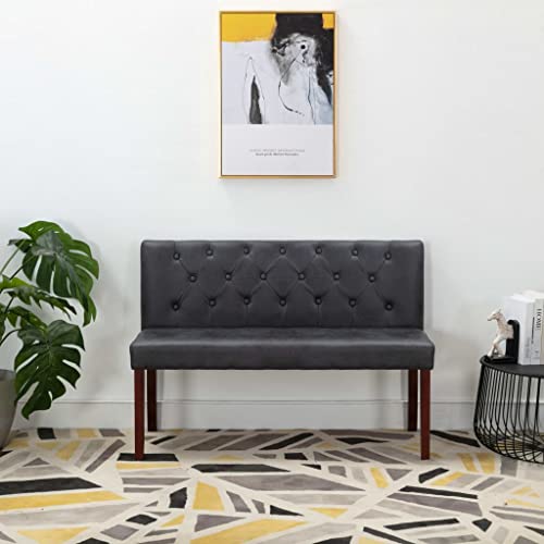 Banc de couloir résistant gris de 120 cm avec dossier confortable - 2