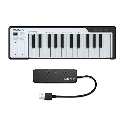 Arturia Microlab DAW Controller (Black) with Knox 3.0 4 Port USB HUB Bundle (2 Items)
