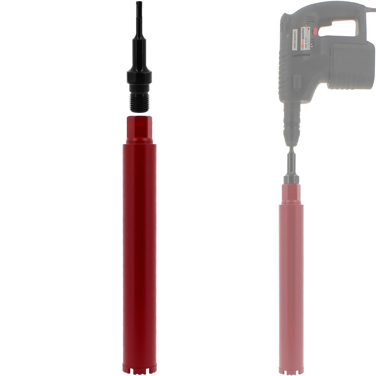 Couronne diamant Ø 63 mm avec adaptateur perceuse et perforateur SDS-plus