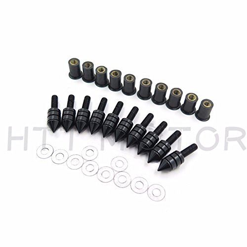 XKMT-Black Spike Windshield Bolts Screw Nuts Kit Compatible With CBR 600rr 1000rr Suzuki GSXR 600 750 1000 R1 R6 R6s Kawasaki ZX6R ZX9R ZX10R ZX12R/Ducati/BMW/H-D//Triumph [B00YWCJRNS]