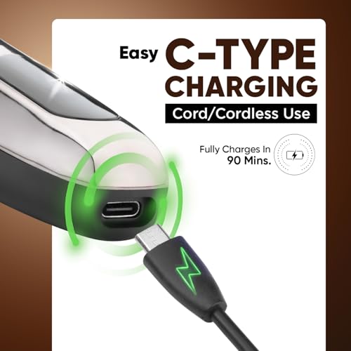 Vega P3 Battery Powered Trimmer Men, USB C Type, 160 Mins Runtime & 40 Length Settings, 2 Beard Comb, Cord-Cordless Use, Hair Trimmer, Shaving Machine, 1 Yrs Warranty (Power Series P3 VHTH-27)