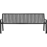 Global Industrial Outdoor Steel Slat Park Bench, 8 ft, Black