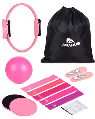 Kit Pilates Maison Abahub avec Anneau Ballon Bandes de Résistance