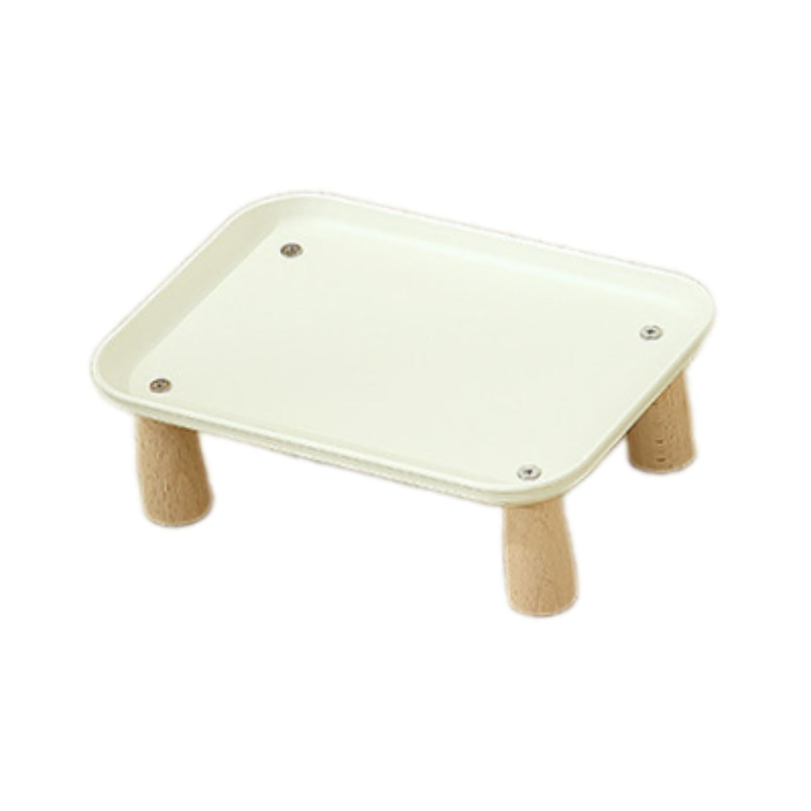 Ronyme Raised Pet Feeder Stand Cat Dog Bowl Tray Feeding Dish Holder Cat Bowl Stand for Cats and Dogs, CreamColor 24x17x8cm