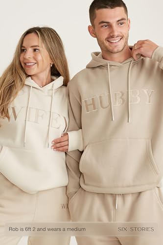 Embroidered Hubby Hoodie in Stone Color | Ideal as Wedding, Anniversary, Valentine, Birthday, Father's Day Gift4