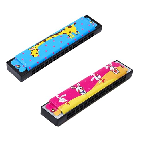 2 Pcs Harmonica Kids Kids Harmonica Set Blue Giraffe and Pink Rabbit Harmonicas Musical Instruments for Beginners Educational Toys for Children Music Learning and Birthday Gifts(16 Holes)