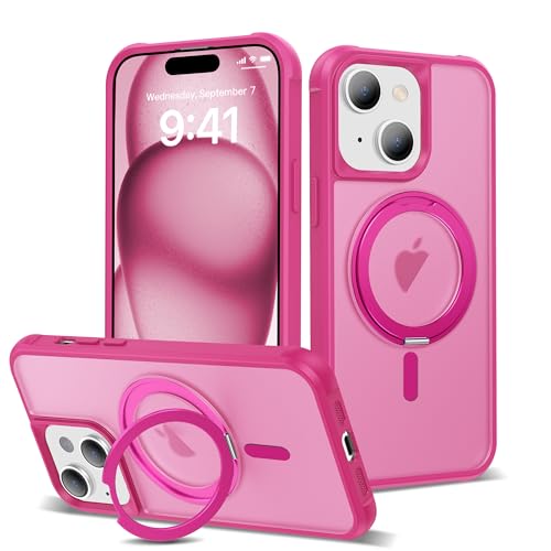 Image of Compatible with iPhone 15 Plus Case with Stand 6.7 inch,Rose Red