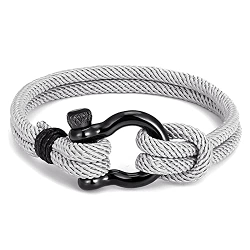 sdfae Herren Seil Armband Edelstahl Schwarz Schäkel Band Seil Geflochtenes Armband Modischer Charme Männlich Armband Schmuck Geschenk Cover