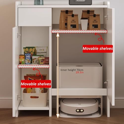 Meuble support pour robot aspirateur blanc, table d'appoint design de salon - 8