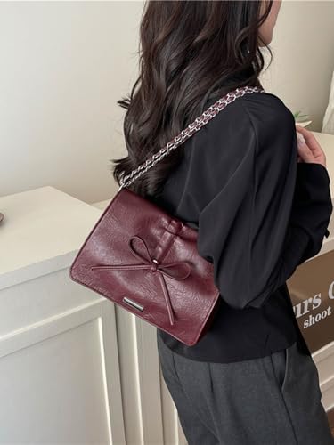 Women's Bowknot Flap Shoulder Handbags Top Handle Square Underarm Bags Elegant Purse2