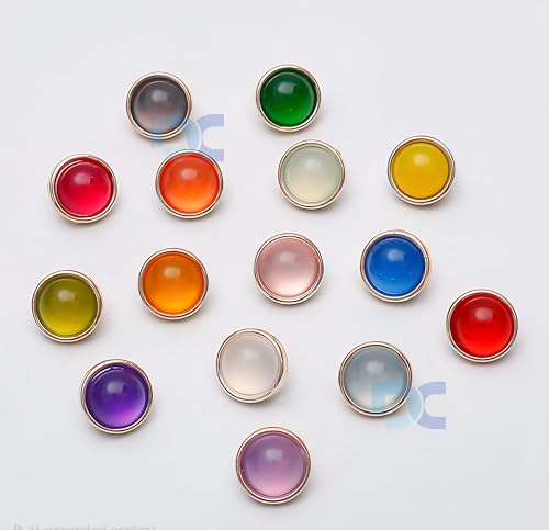 Image of 288 pcs Multicolor Dome Shank Buttons - 20L (11mm) | Round Glossy Resin Buttons with Golden Rim | Sewing, DIY Crafts, Shirts, Dresses, Kurtis, Sweaters
