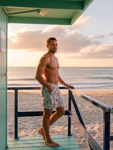 Mens Swim Trunks with Compression Liner,American Flag Stars Men's Inseam Board Shorts Quick Dry Bathing Suit for Men/Boys4