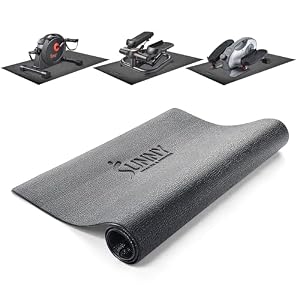 Sunny Health & Fitness Non-Slip Home Gym Mat for Treadmill, Exercise Equipment Mat, Workout Floor Protection Foam Pad for Bike, Elliptical, and Stepper, Mat for Yoga/Standing Desk, 4 Size Available