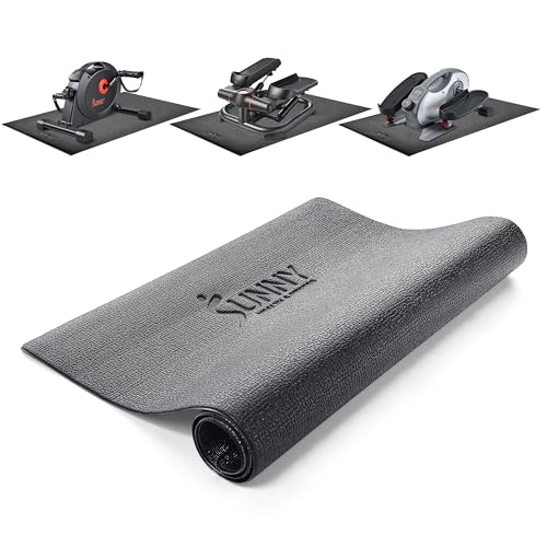 Sunny Health & Fitness Non-Slip Home Gym Mat for Treadmill, Exercise Equipment Mat, Workout Floor Protection Foam Pad for Bike, Elliptical, and Stepper, Mat for Yoga/Standing Desk, 4 Size Available