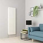 Warmehaus Vertical Column Designer Radiator Oval Panel Double White 1600 x 470mm - Modern Central Heating Space Saving Radiators - Perfect for Bathrooms, Kitchen, Hallway, Living Room