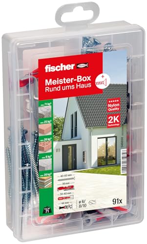 fischer Meister-Box Rund ums Haus, 91-teiliges Dübel- und Schraubenset, 6-10 mm Durchmesser, für Heimwerker und Profis, optimal für Innen- und Hohlräume, Universaldübel DuoLine fischer Meister-Box Rund ums Haus, 91-teiliges Dübel- und Schraubenset, 6-10 mm Durchmesser, für Heimwerker und Profis, optimal für Innen- und Hohlräume, Universaldübel DuoLine