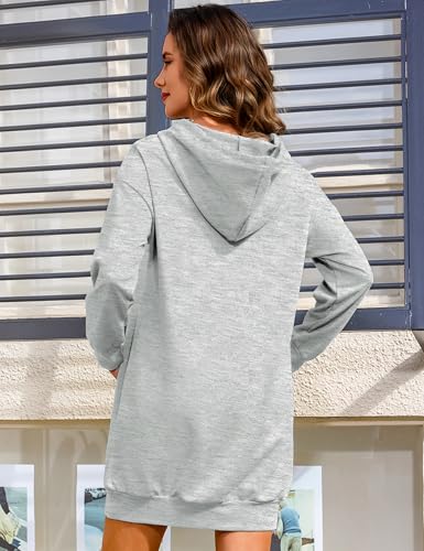 Image of Quenteen Women Hoodies Dress Hooded Sweatshirts Dress Casual Long Sleeve Tunic Dress Oversized Sweatshirts with Pocket