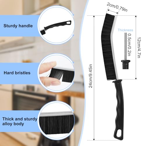 Image of 8 Pack Hard Bristle Crevice Cleaning Brush, Gap Cleaner, Toilet Brush, Grout Cleaner, Kitchen, Bathroom, Car Windshield, Black