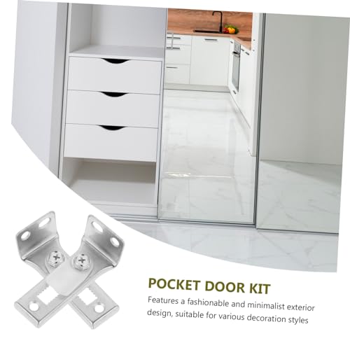 2 sets de herrajes de acero inoxidable para puerta plegable con riel y guía para puerta de clóset, instalación fácil miniatura 5