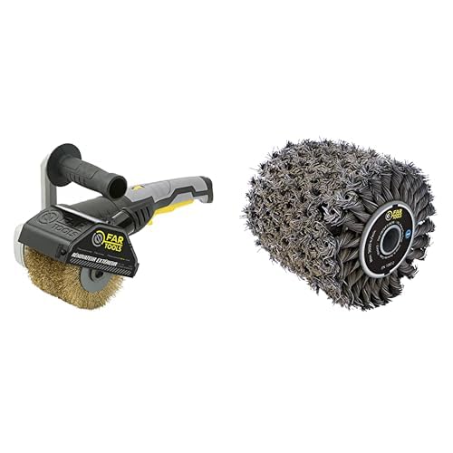 Fartools REX120C Rénovateur extérieur 1300W, Brosse Laiton 120X100MM & 110884 Brosse Fibre Métal Torsadé pour Rénovateur