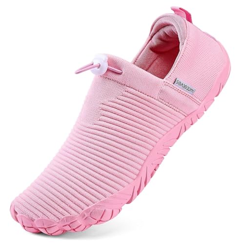 Image of WateLves Water Shoes Womens Mens - Comfortable Lightweight Striped Pattern Barefoot Shoes for Beach Swim Pool Yoga Boating Water Aerobics