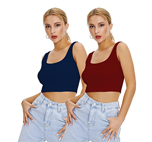 Image of Shasmi Women Crop Top, Ribbed, Stylish Tank Top, Soft and Comfy Fabric has Some Stretch