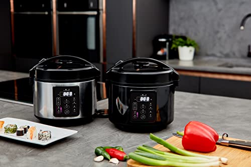 Yum Asia Kumo Yumcarb Rice Cooker With Ceramic Bowl And Advanced Fuzzy Logic, (5.5 Cups, 1 Litre), 5 Rice Cooking Functions, 3 Multicooker Functions, 110V Us Power (Dark Stainless Steel) #TOP6