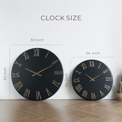 Large Modern Wall Clock, 24 inch, Matte Black, Metal Face, Quartz Movement - Image 5