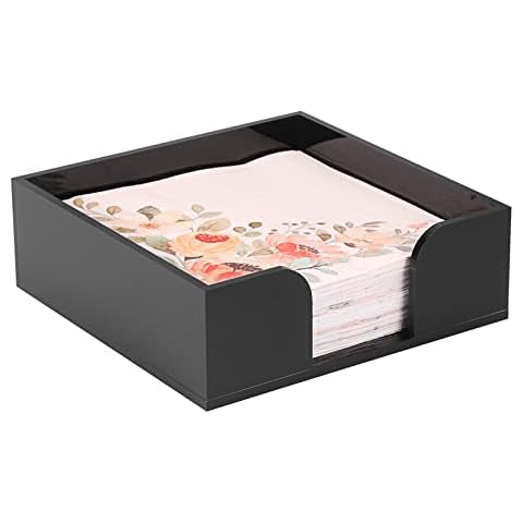 BTSKY Black Acrylic Square Napkin Holder Cover