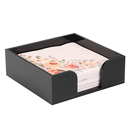 BTSKY Servilletero cuadrado acrílico negro – Servilletas de cena, caja de toallas de invitados, soporte de pañuelos para mesa de comedor, cocina, restaurante, recepción de hotel y fiestas, organizador