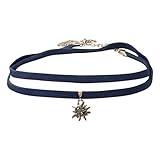 Wunderschöner schlichter Dirndlschmuck aus Veloursimitat, Halskette von Hand gefertigt, angenehmes Tragegefühl