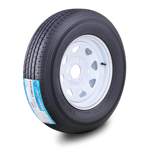 Free Country Trailer Tire Wheel Assembly ST185/80R13 6-Ply C 94N 5 Lug on 4.5 PCD White Spoke Wheel