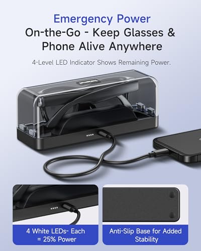 Image of Magnetic Charging Case for Ray-Ban Meta Gen 1 & 2, 3000mAh Power Bank | Fits Gen 1 & 2 Wayfarer, Headliner, Skyler | Gen 2 Blayzer /Scriber Optics | Oakley Meta HSTN | Up to 10 Recharges for Travel