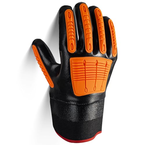 12" Nitrile Chemical Impact Gloves, X-Large, Orange