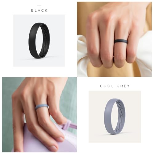 Image of ThunderFit Silicone Rings for Him and Her, Rubber Engagement Bands Unisex - 1 /4 /5 /7 /8 Variety Multipack