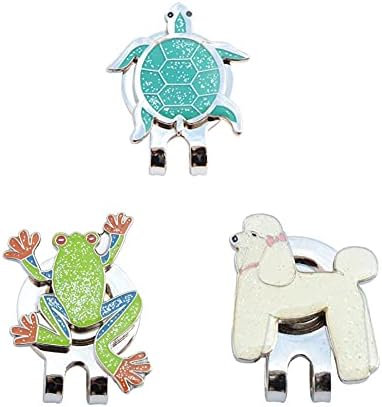 Feijinmao 3 PCS Golf Ball Markers Assorted Patterns Golf Cute Cap Cute Tortoise Pattern Golf Hat Clip Cartoon Shape Magnetic Golf Ball Marker Stainless Steel Golf Accessory Golf Ball Marker