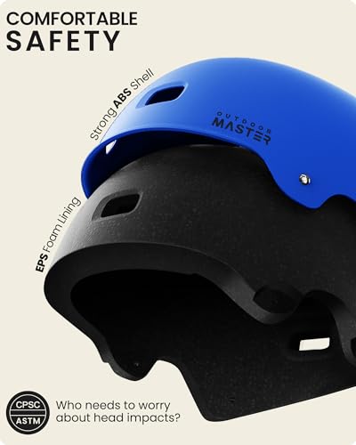 Image of OutdoorMaster Skateboard Cycling Helmet - ASTM & CPSC Certified Two Removable Liners Ventilation Multi-sport Scooter Roller Skate Inline Skating Rollerblading for Kids, Youth & Adults - L - Deep Blue