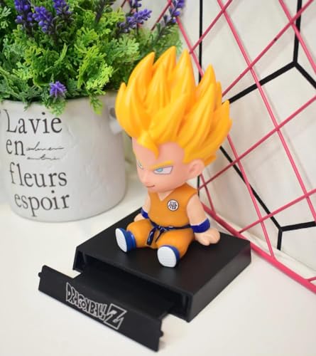 Image of Super Hero Action Figure Limited Edition Bobblehead with Mobile Holder for Car Dashboard, Office Desk & Study Table (Goku)