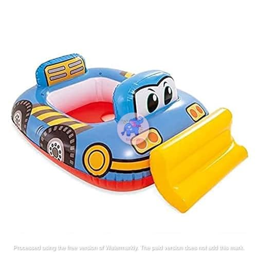 Image of Inflatable Kiddie Float | Water Baby Floater for Kids| Safe Anti-flip Diaper Style Swim Tube Rider| Swim Pool Tube for Toddlers|Multicolor Cute Swimming Pool Safety Seat (Bulldozer)