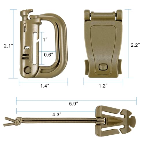 Kit attache sac à dos tactique robuste en polymère avec boucles Molle et D-ring