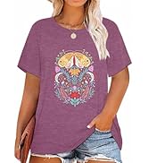 HDLTE Plus Size Women Tops Casual Graphic Tee Shirts Oversized Tee Tops