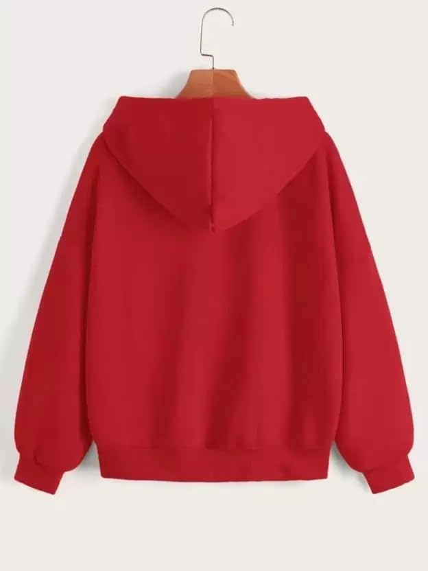 Image of Womens Cotton Relaxed Fit Solid Casual Zipper Hoodie Sweatshirt with Hooded Neck and Side Pocket for Winter