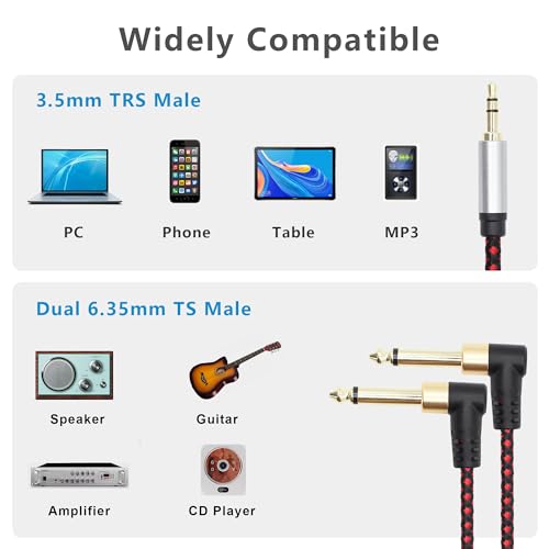 Cable divisor de audio 3.5mm a dual 6.35mm 2 m miniatura 3