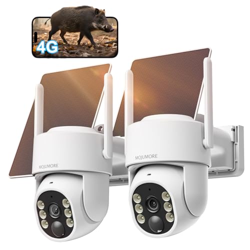 4G LTE Cellular Security Camera, No WiFi Security Cameras Wireless Outdoor, Outdoor Camera Wireless, Smart Motion Detection, 2K Live View, Color night Vision, Instant Notification, 2-Way Talk 2 Pack