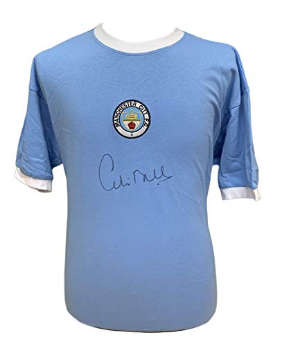 Allstarsignings Official retro City 1972 football shirt signed by Colin Bell with COA and proof