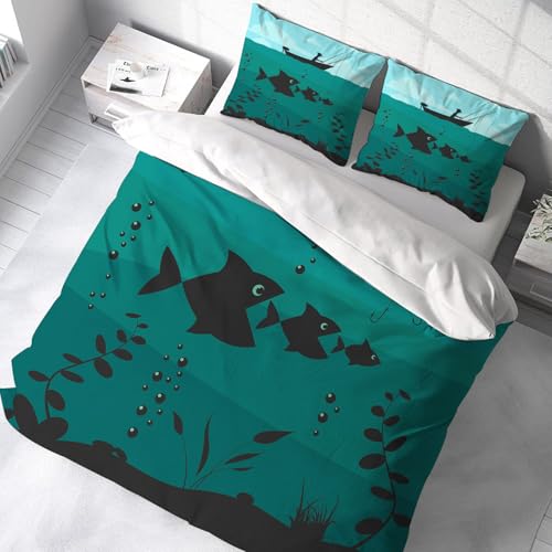Parure de lit microfibre 228x264cm anti-plis imprimé pêche