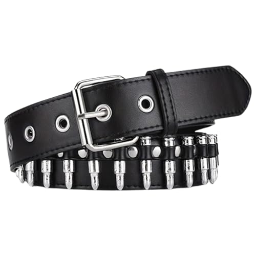 Black Bullet Rivet Belt Studded Gothic Belt Stud Waist Belt Punk Metal Belt Scene Style Belts Leather Grommet Belts For Halloween Cosplay
