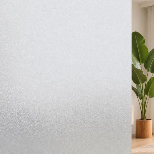 Image of CVANU Frosted Glass Covering Privacy Window Film, Self Adhesive Waterproof Vinyl Sticker for Glass Doors, Windows, Bathroom & Office Use (12 x 100 Inch)