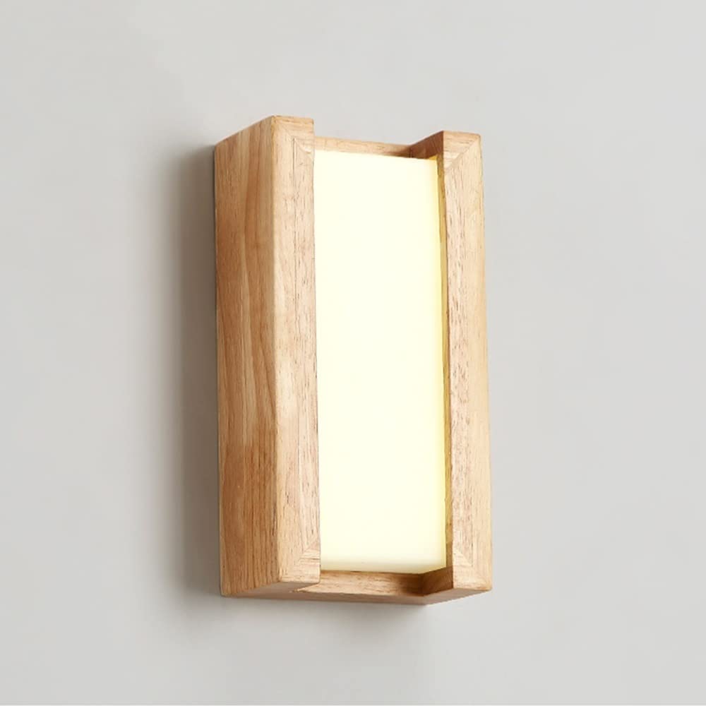 Lámpara de pared de madera para salón y pasillo con luz LED decorativa estilo granja moderna