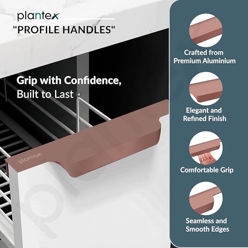 Image of Plantex Profile Handle for Kitchen Cabinet /6 Inch Aluminium Drawer Profile Handle /Wardrobe Pull Handle for Home /Office /Hotel - Pack of 3 (Rose Gold)
